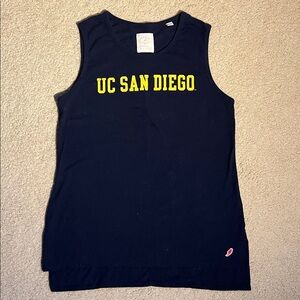 UC San Diego UCSD cotton Dark Navy Blue Yellow Tank Top size 6